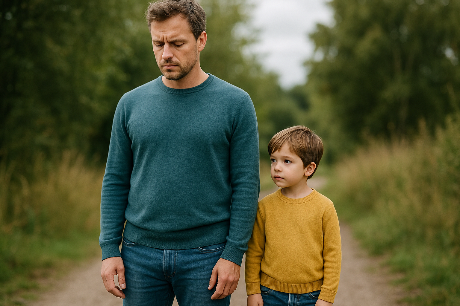 Volwassene en innerlijk kind staan stevig naast elkaar, symbool voor verbinding en heling.