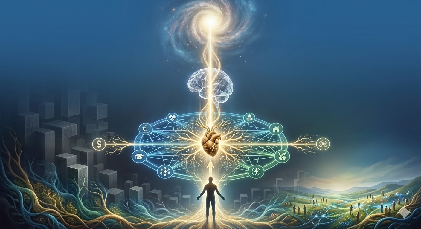 Visuele synthese van de regionale structuur van Society 4.0 en bezield leiderschap in de 5e dimensie door Benno Rijpkema